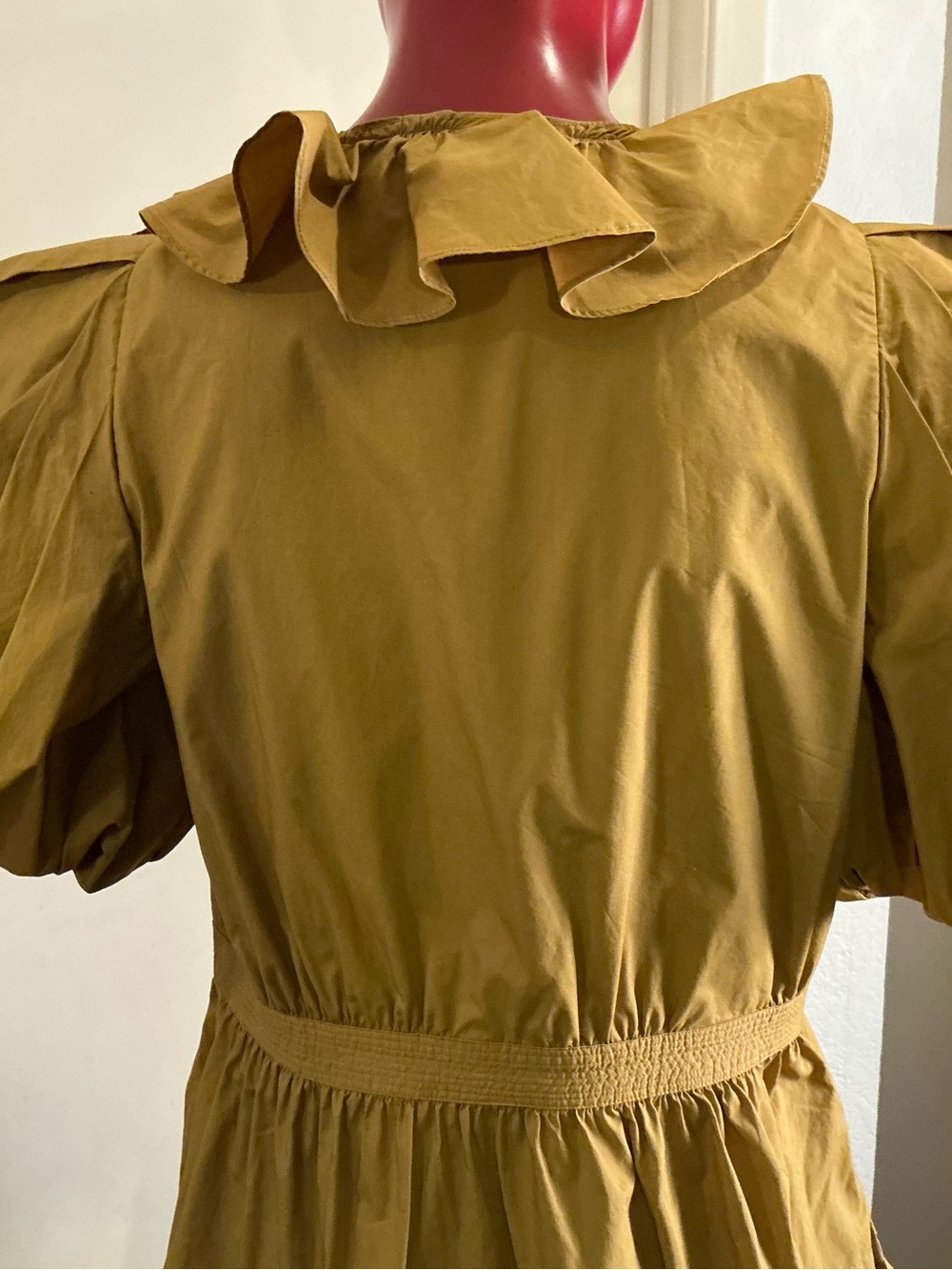 ULLA JOHNSON “MAUDE” Mustard Ruffle V-Neck Mini Dress Women Sz 8 - Picture 10 of 17